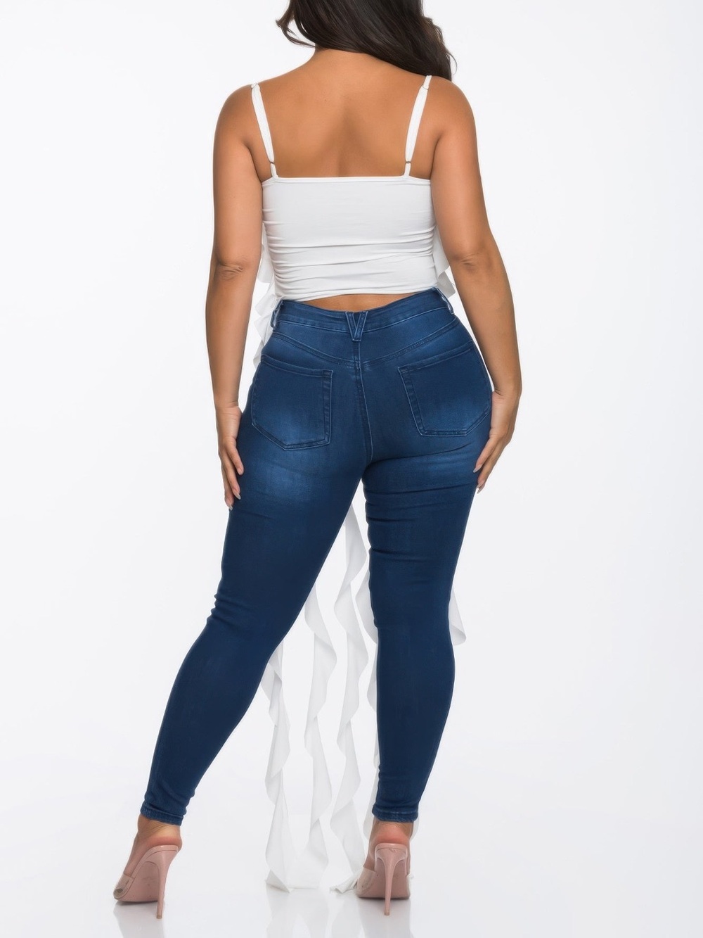 Solid Ruffle Casual Crop Top - Picture 3 of 5